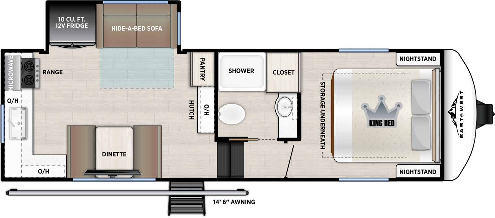 The Tandara 235ML floorplan has one entry and one slide out. Exterior features include: fiberglass exterior and 14'6" awning. Interiors features include: rear kitchen and front bedroom.